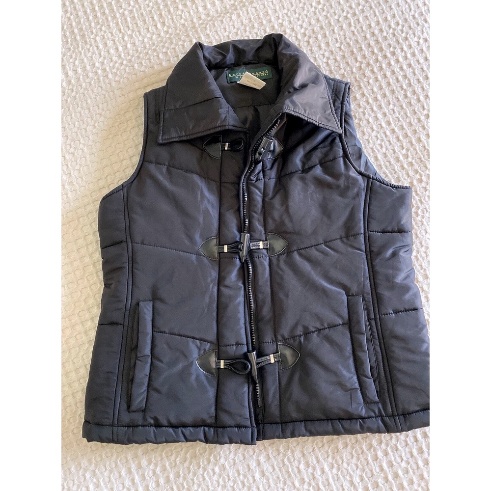 Harve Benard Black Quilted Puffer Vest Womens Small Toggle Zip Front 32M 5120